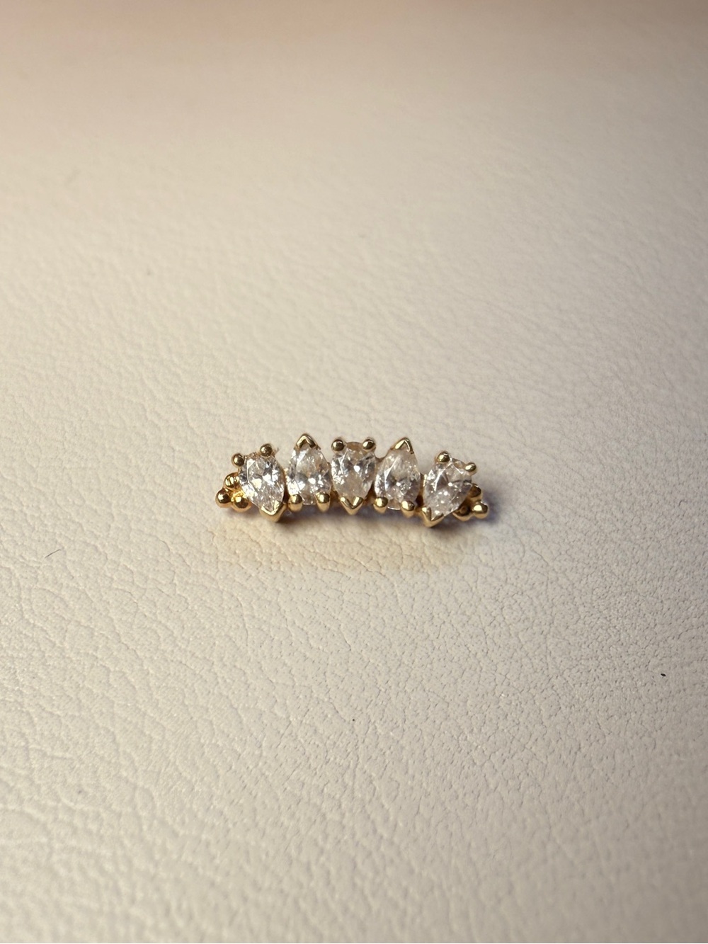 BVLA Nalani 5 - 14k Yellow Gold and CZ Threaded End 16/18g - Picture 2 of 2